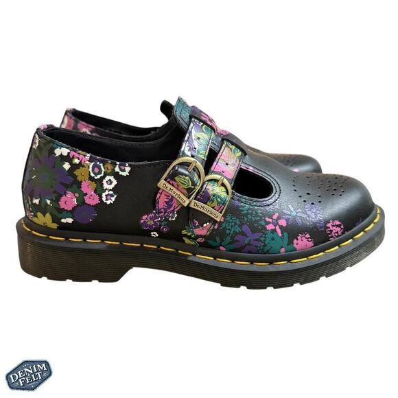Dr Marten BLACK+MULTI Vintage Floral VINTAGE FLORAL LEATHER MARY JANE SHOES NEW! - Picture 6 of 16